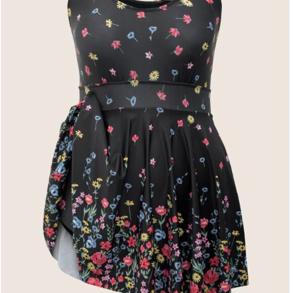 BloomChic Ditsy Floral Tummy Control Spaghetti Strap Swim Dress XL us 14 - Picture 3 of 4